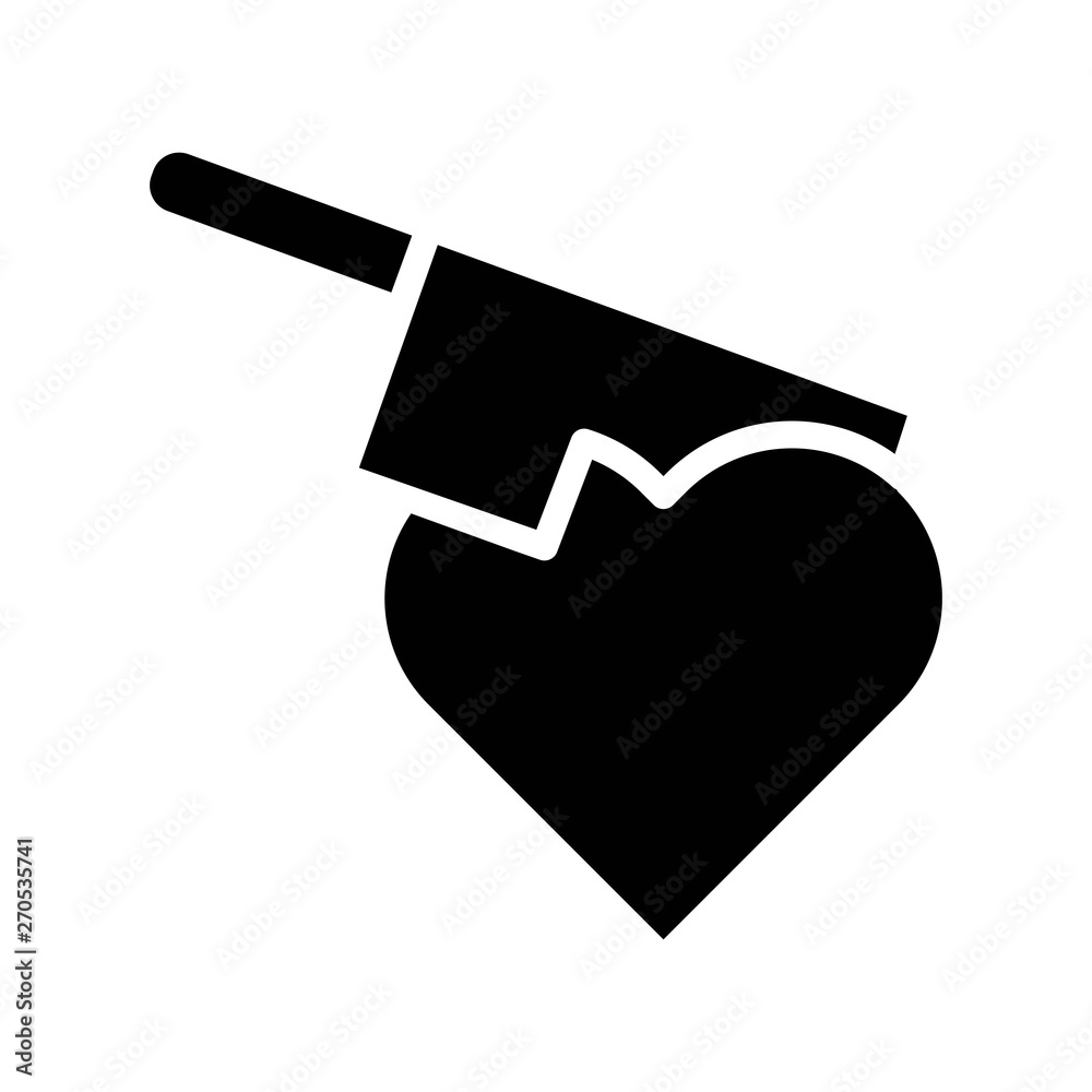 Heart with knife vector, Valentine and love related solid icon Heart with knife vector, Valentine and love related solid icon