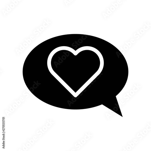 Heart in bubble speech vector, Valentine and love related solid icon