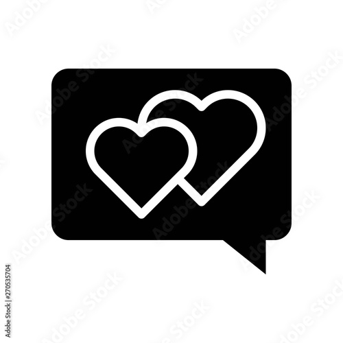 Heart in bubble speech vector, Valentine and love related solid icon