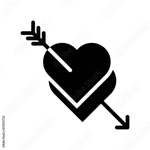 Hearts with arrow vector, Valentine and love related solid icon