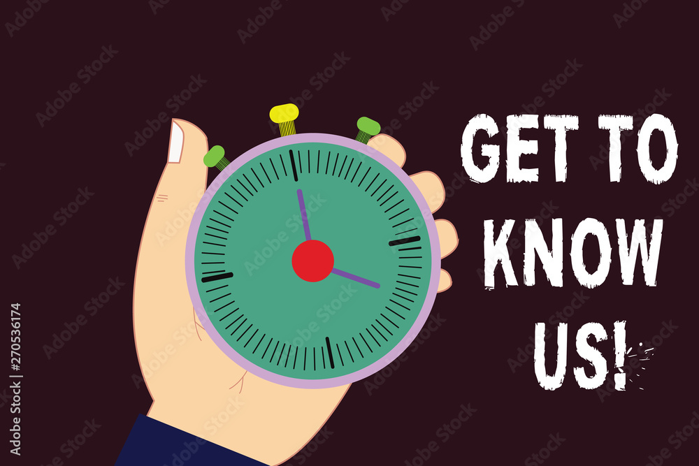 Text sign showing Get To Know Us. Conceptual photo Connecting bonding ...