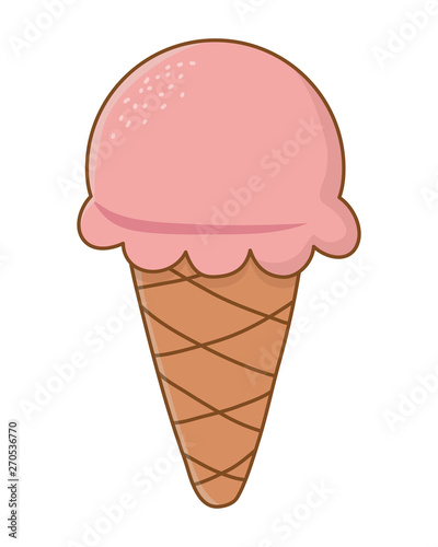 Delicious ice cream with one scoop cartoon