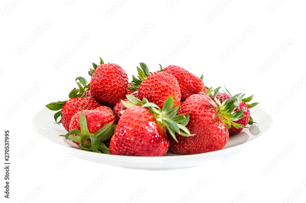 strawberries in a plate isolated on white background strawberries in a plate isolated on white background