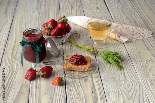 Strawberry jam and tea