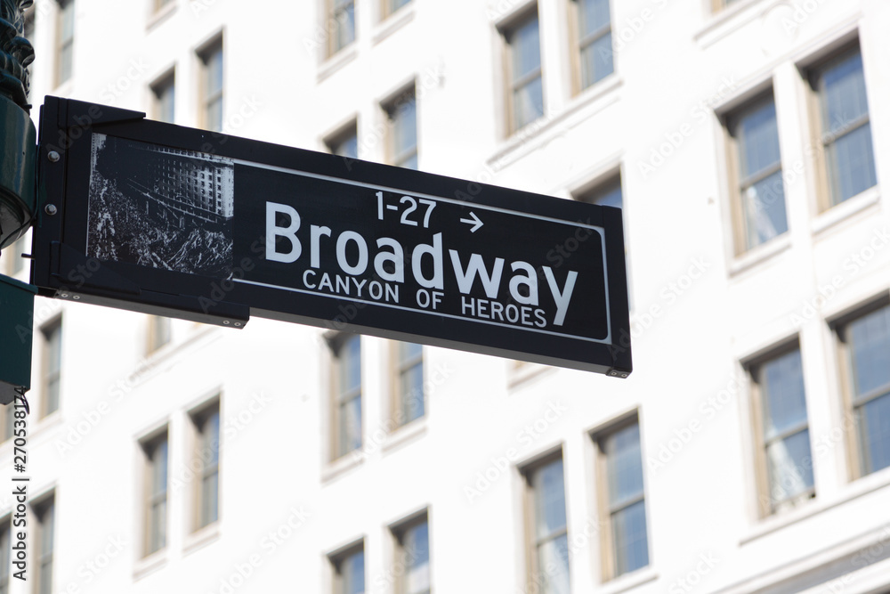 Broadway sign in New York City, United States.