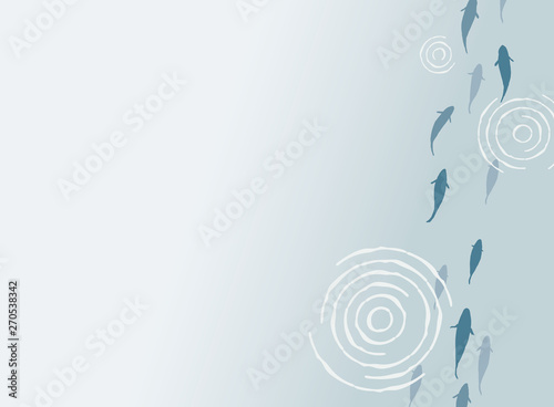 Japanese traditional  water wave pattern and gold fishes vector background 