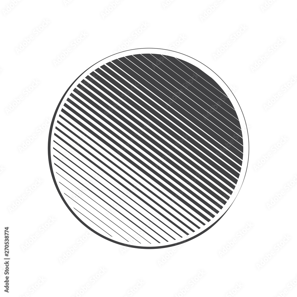 Minimalistic art modern geometric design. Simple black and white shape in modernism. Abstract halftone concentric circle shape isolated on white background Vector illustration. Flat design Minimalistic art modern geometric design. Simple black and white shape in modernism. Abstract halftone concentric circle shape isolated on white background Vector illustration. Flat design