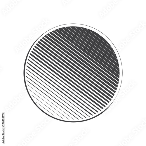 Minimalistic art modern geometric design. Simple black and white shape in modernism. Abstract halftone concentric circle shape isolated on white background Vector illustration. Flat design © Yevhen