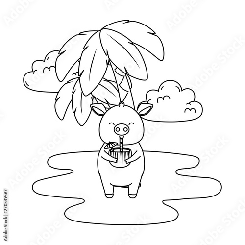 summer vacation relax cartoon vector illustration