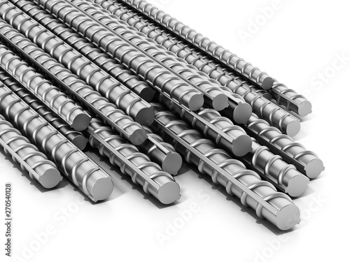 Print op canvas Iron construction bars isolated on white background