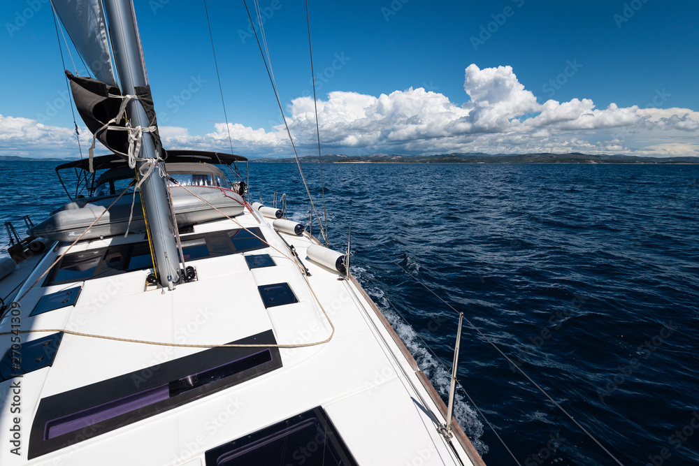 Luxury yacht at sea race. Sailing regatta. Cruise yachting Luxury yacht at sea race. Sailing regatta. Cruise yachting