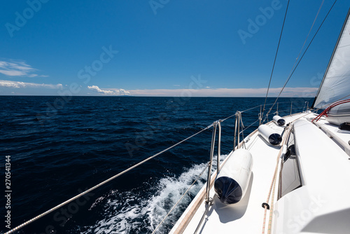 Luxury yacht at sea race. Sailing regatta. Cruise yachting