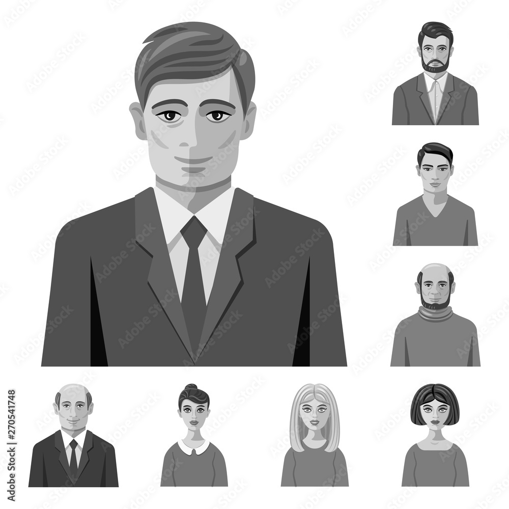 Vector illustration of face and person logo. Set of face and portrait vector icon for stock. Vector illustration of face and person logo. Set of face and portrait vector icon for stock.