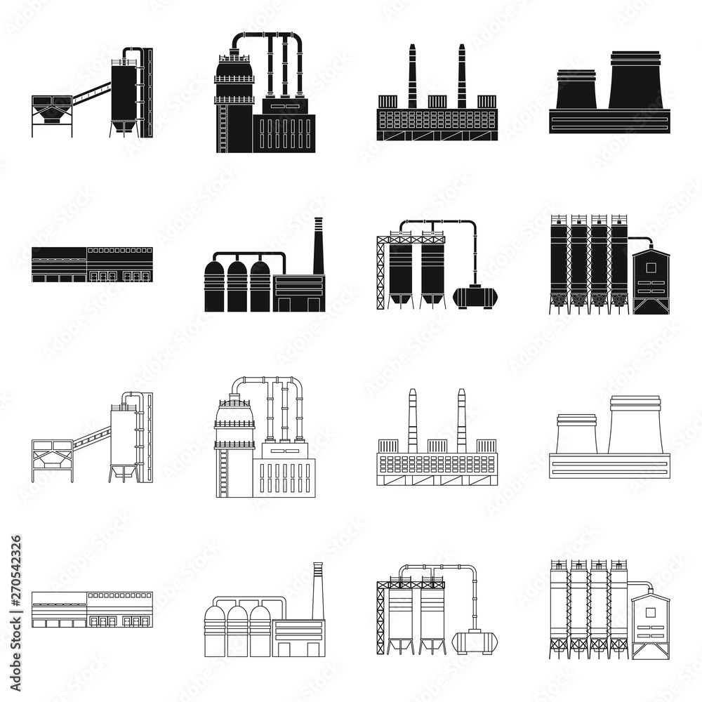 Vector design of production and structure icon. Set of production and technology stock vector illustration. Vector design of production and structure icon. Set of production and technology stock vector illustration.