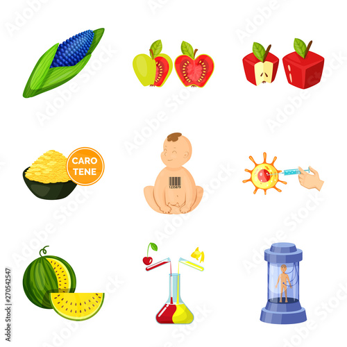 Vector illustration of modified and genetically sign. Set of modified and science stock vector illustration.