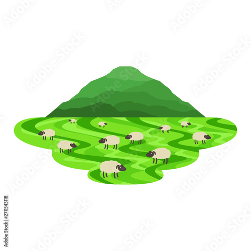 Sheep in the Field Countryside Landscape Vector