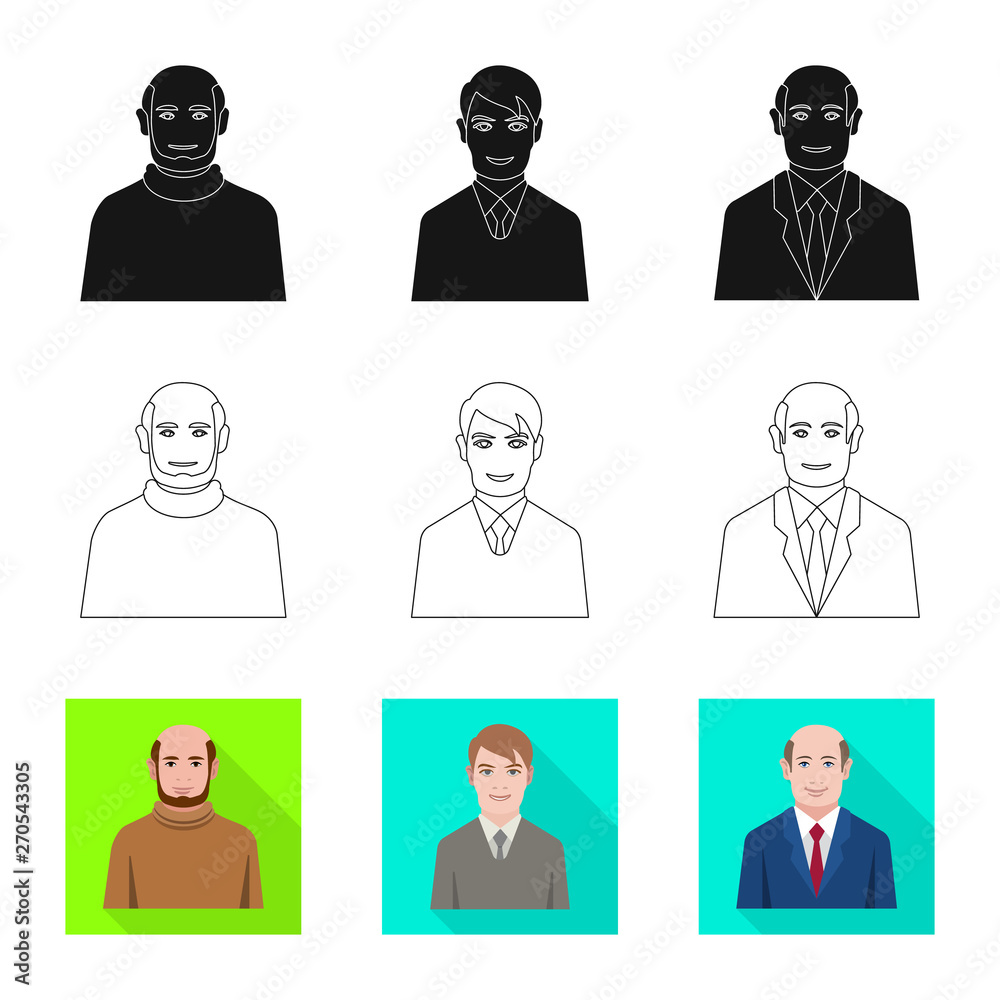Isolated object of hairstyle and profession sign. Set of hairstyle and character stock vector illustration. Isolated object of hairstyle and profession sign. Set of hairstyle and character stock vector illustration.