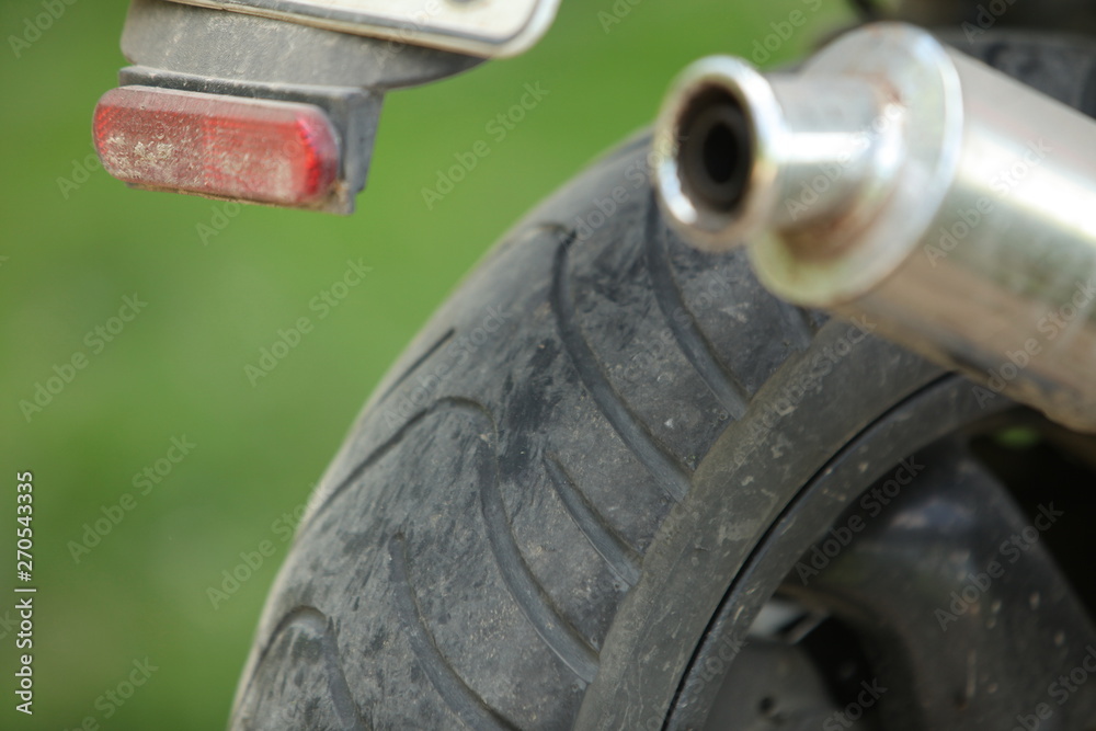 Close up old motorcycle fragments decoration design Close up old motorcycle fragments decoration design