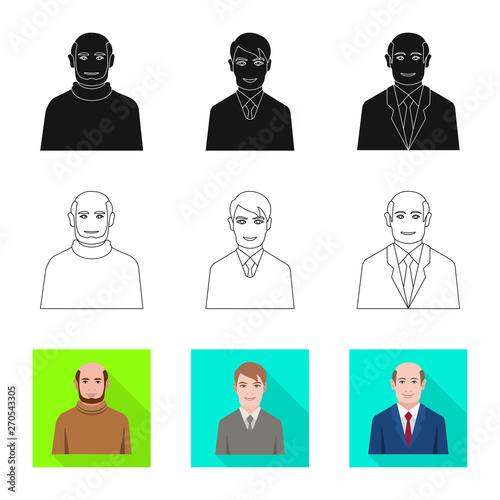 Isolated object of hairstyle and profession  sign. Set of hairstyle and character  stock vector illustration.