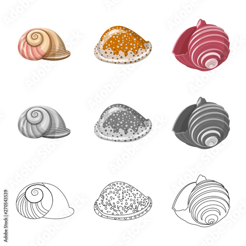 Vector illustration of animal and decoration symbol. Collection of animal and ocean vector icon for stock.
