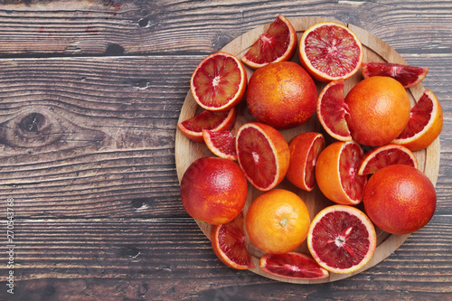 Red oranges with copy space background	