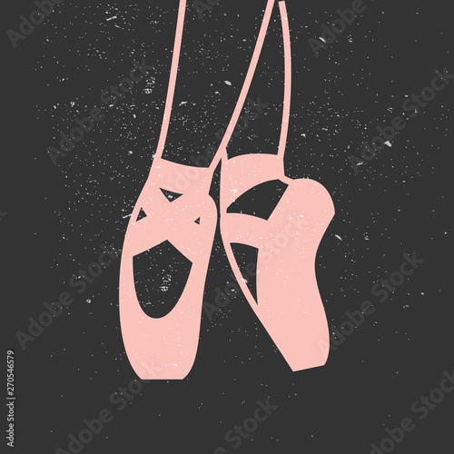 Ballet flat illustrations pink pointe shoe isolated