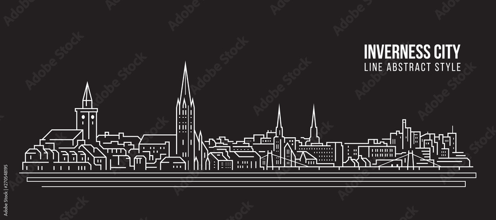 Cityscape Building Line art Vector Illustration design -  Inverness city