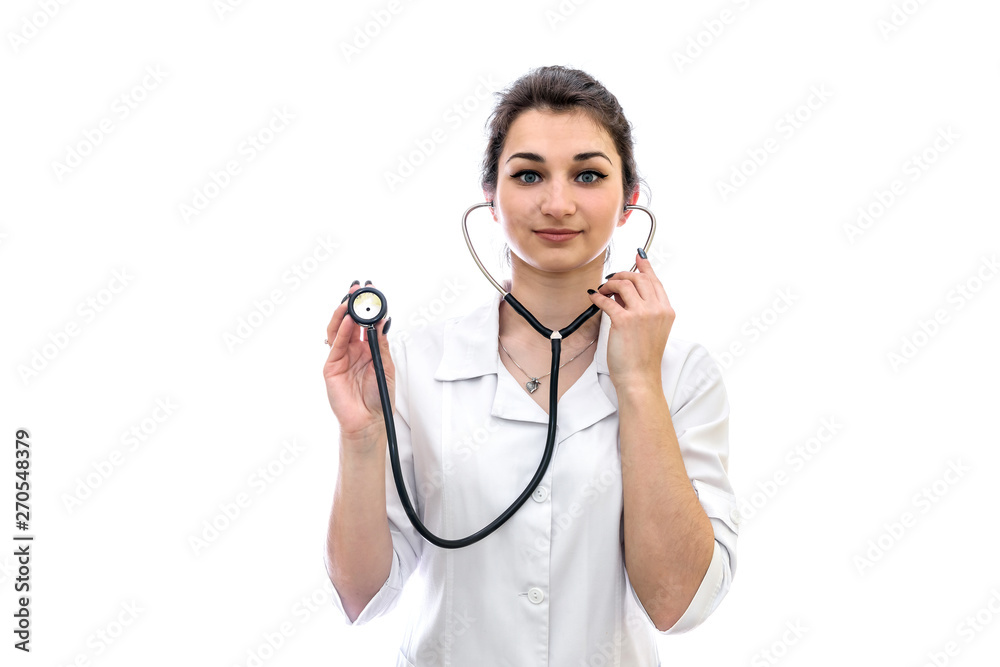Doctor with stethoscope isolated on white background Doctor with stethoscope isolated on white background