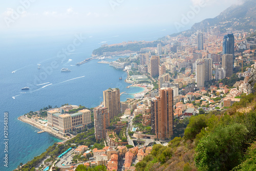 Monte Carl city view with mist in a sunny summer morning in Monaco © andersphoto