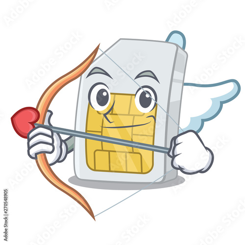 Cupid simcard in the phone a cartoon