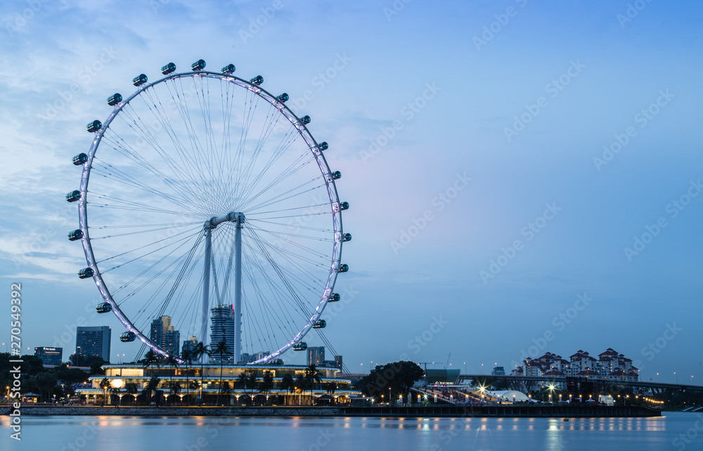 Big  ferris wheel in night