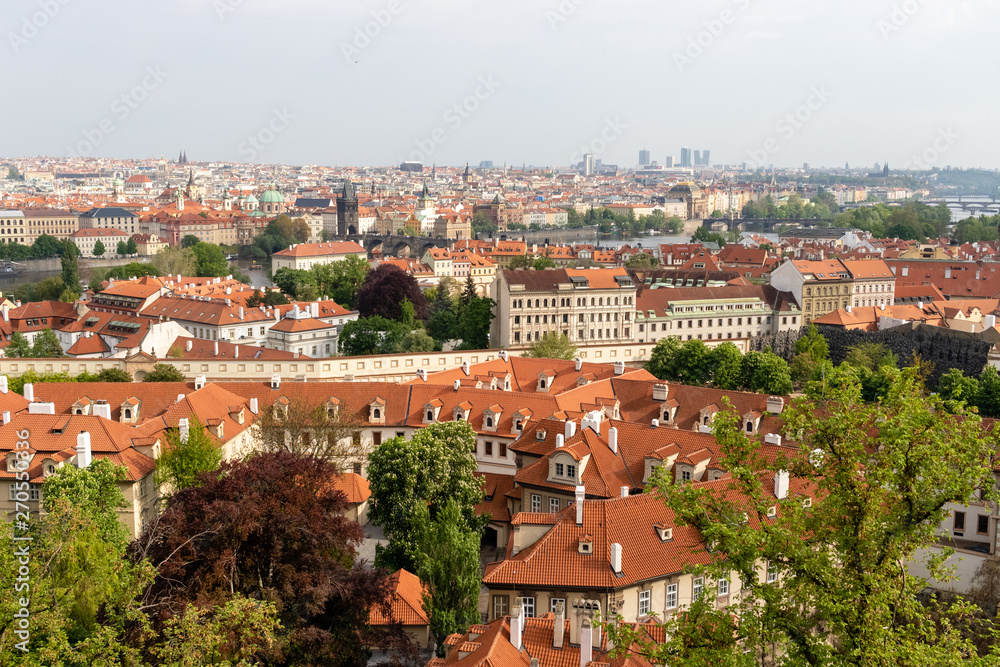 Beautiful architecture and spring city view of Prague / Prague, Czech Republic, May 2019
