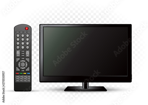 black TV with remote control