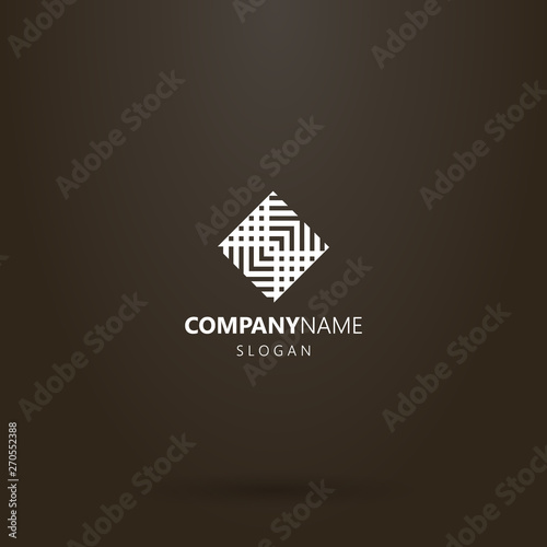 white logo on a black background. simple vector geometric line art logo of rhombus technology pattern