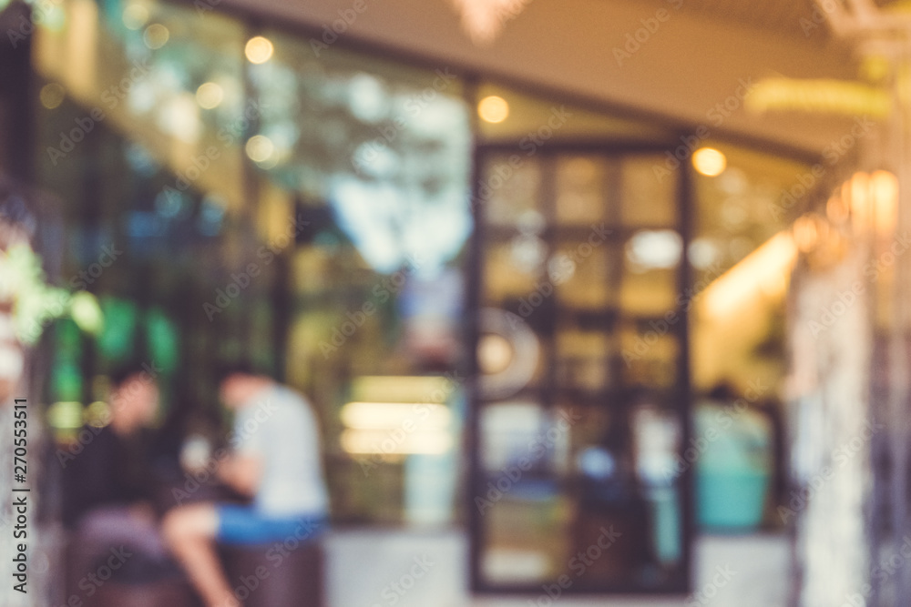 Blurred abstract background of outdoor cafe or restaurant.