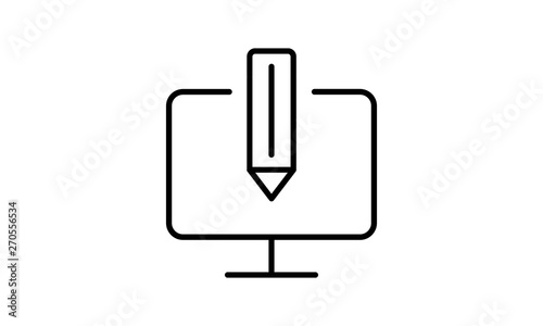 Online education icon for distance learning, content submission, or copywriting services