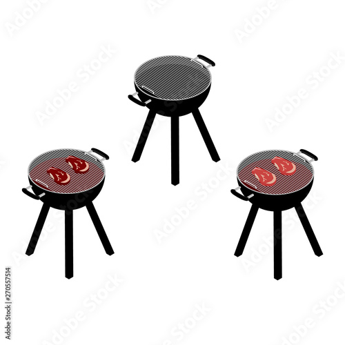 Barbecue grill set isolated on white background.