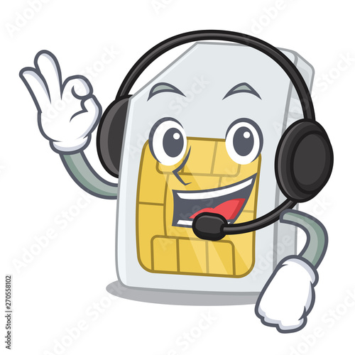 With headphone simcard in the a mascot wallet