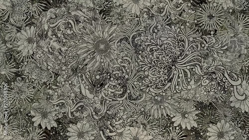 chaotic movement of abstract florals, hand-drawn motion graphic