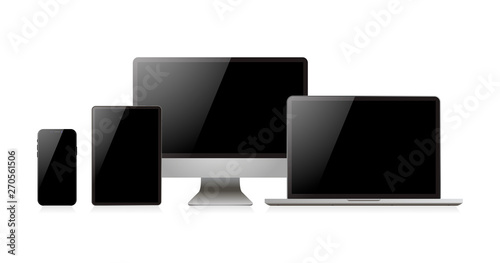 Laptop realistic. Device in mockup style. Set realistic vector devices on a white background. Vector