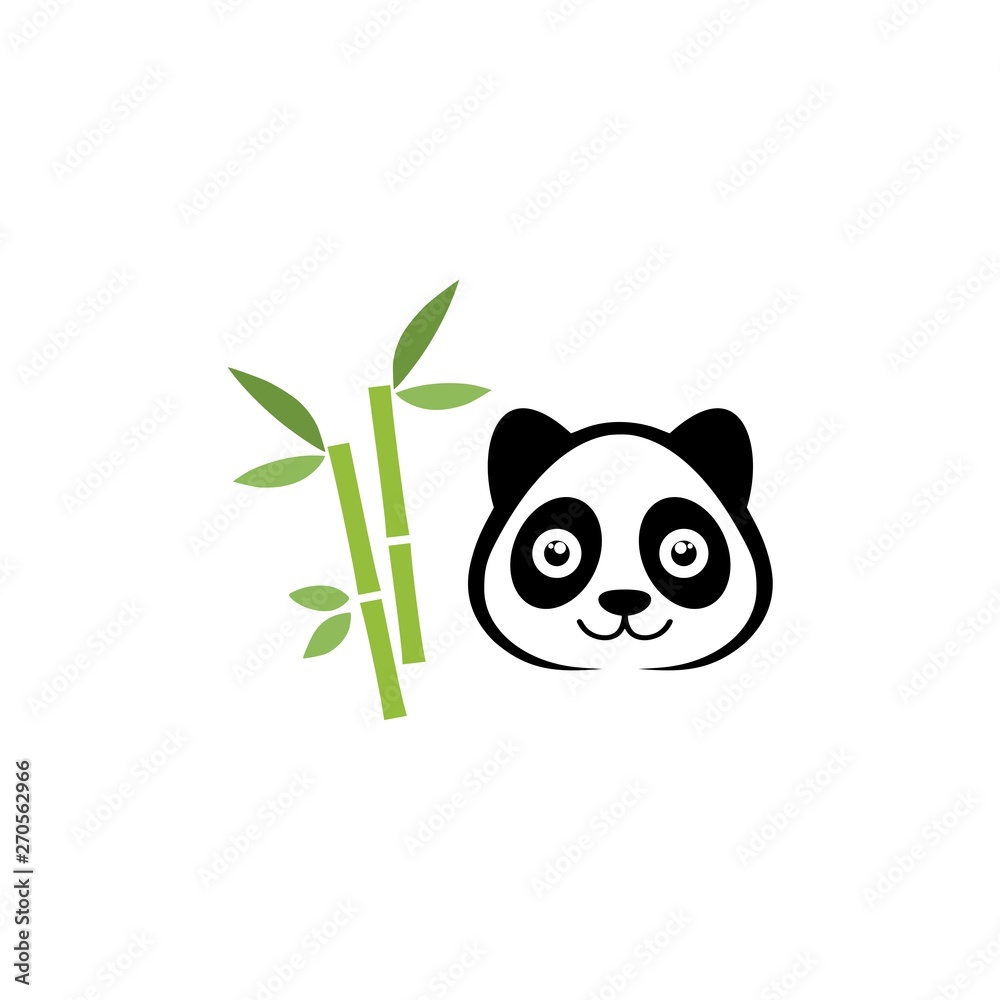 Naklejka premium Panda and bamboo logo template