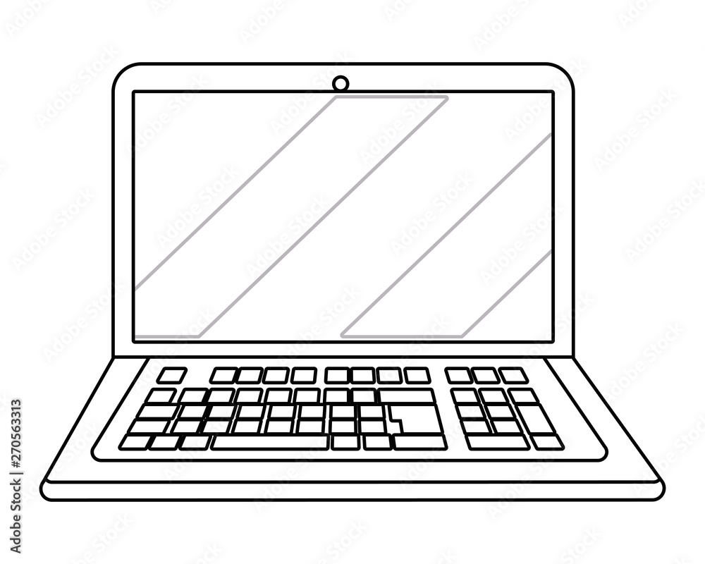 laptop icon cartoon in black and white Stock Vector | Adobe Stock