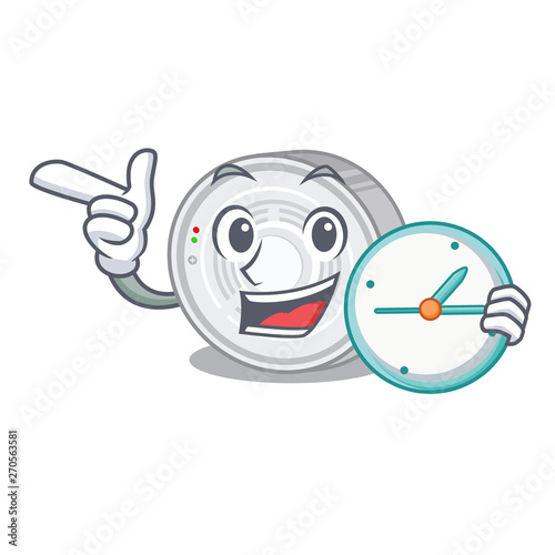 With clock smoke detector isolated with the mascot