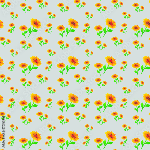 seamless pattern with orange flowers
