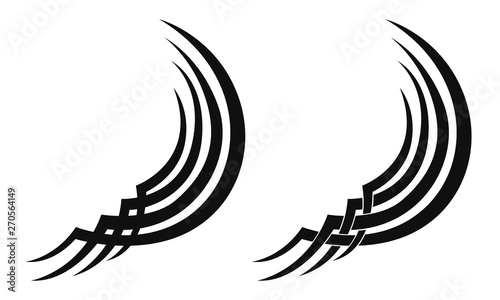 Set of two maori tribal tattoos. Isolated black decorative vector illustration on white background