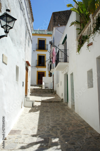 Narrow street in old town.Eivissa.Ibiza Island.Spain.