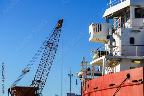 Crane in ship dock vessel