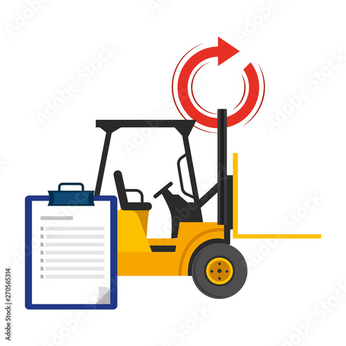 lift truck and checklist vector illustration