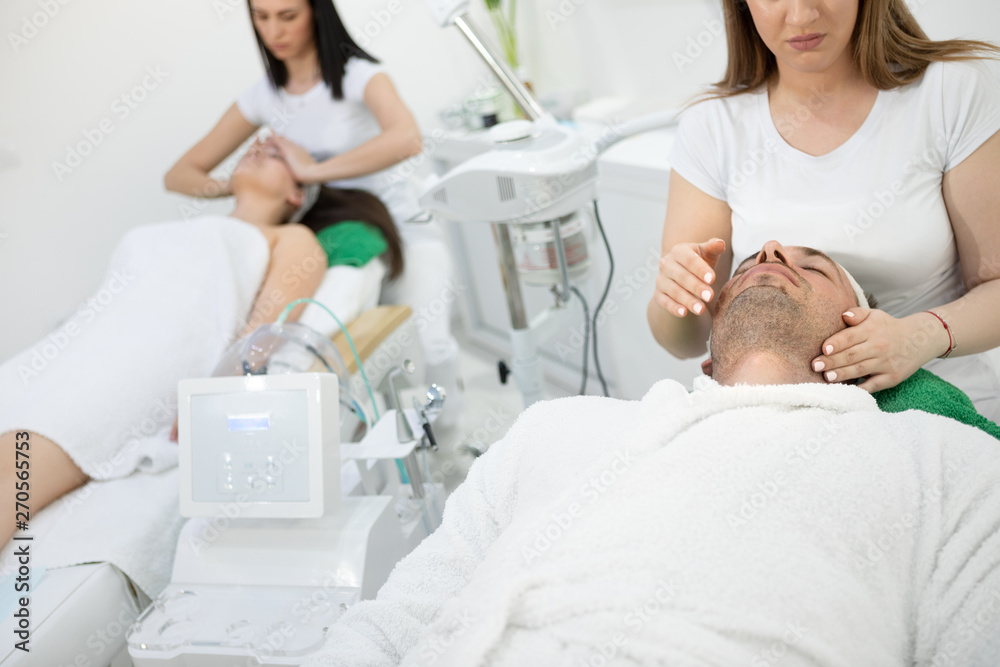 Couple in spa center