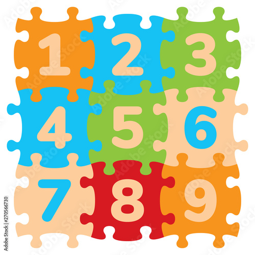 Vector Foam Baby Kids Play Mat Number Puzzle. Isolated on white background.